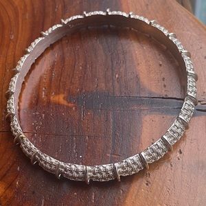 CROWN TRIFARI Vintage Silver Tone Bangle Bracelet
